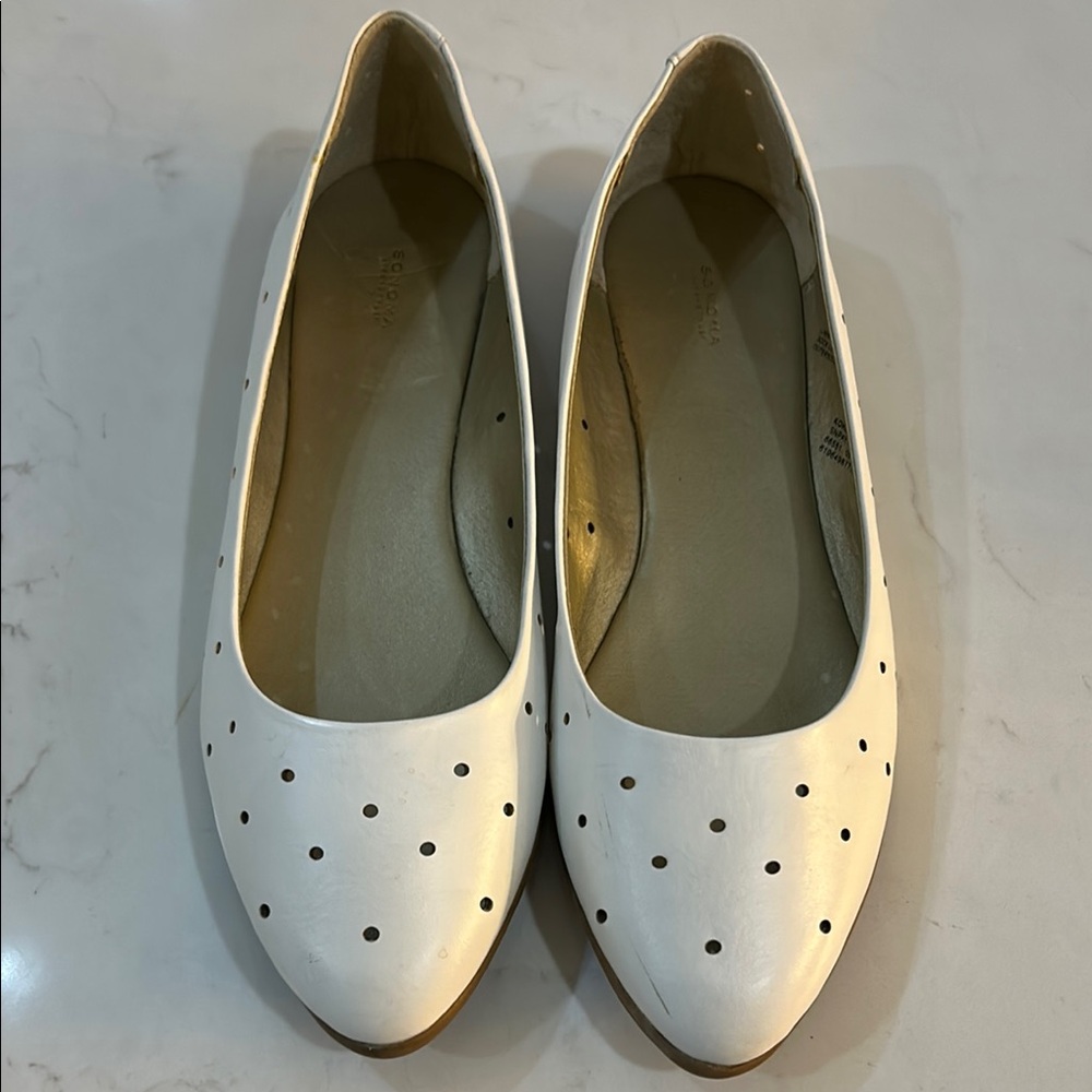 Sonoma White Perforated Ballet Flats